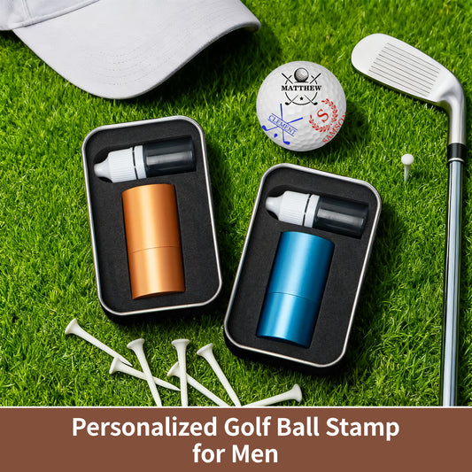 Personalized Large Golf Ball Stamp – 20 mm Logo with Metal Storage Case Custom Name or Logo Reusable Golf Ball Marking Men's Golf Accessories Gifts for Golf Lovers Golfers Dad Husband