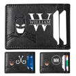 Personalized Bat Wallet with Name Slim PU Leather ID Wallet Gifts for Men Husband Boyfriend Dad Face Eyes Cutout Card Holder with Multiple Card Slots Father's Day Birthday Anniversary