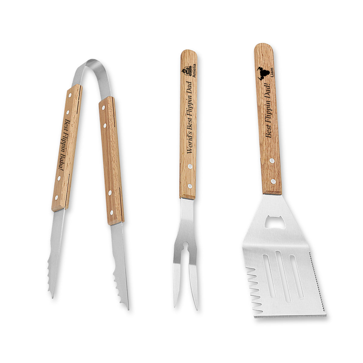 Personalized BBQ Grill Tools Set, Must-Have Accessories for Grilling and Barbecuing Ideal Gift for Father's Day
