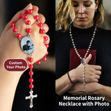 Personalized Photo Rosary Beads Necklace Memorial Necklace for Women Christian Cross Necklace Catholic Necklace with Custom Photo Prayer Gift Memorial Gift Mother's Day Gift Birthday Gift