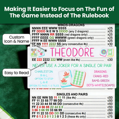 Personalized Acrylic Mahjong Line Reader  with Rules and Name  Accessories Tool Gifts  for Parties  Game Nights  Birthday Gifts for Lovers  Beginners  Family  Friends  Wife  Husband