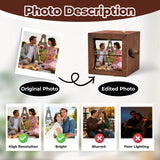 Personalized Photo Flip Box Custom Hand Crank Photo Album with Light & Name Anniversary Keepsake for Him & Her Gifts for Couple Family Christmas Day Father’s Day Wedding Birthday Gift
