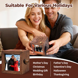 Personalized Photo Flip Box Custom Hand Crank Photo Album with Light & Name Anniversary Keepsake for Him & Her Gifts for Couple Family Christmas Day Father’s Day Wedding Birthday Gift