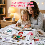Personalized Reading Blanket Hoodie Custom Name Portrait Birth Flower This Is My Reading Blanket Snuggie Wearable Blanket Birthday Gift for Librarians Book Lover Bookworm Writer Student