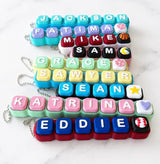 Personalized name fidget clicker. 3D printed CLICKER keychain party favor clicky sensory ASMR gift