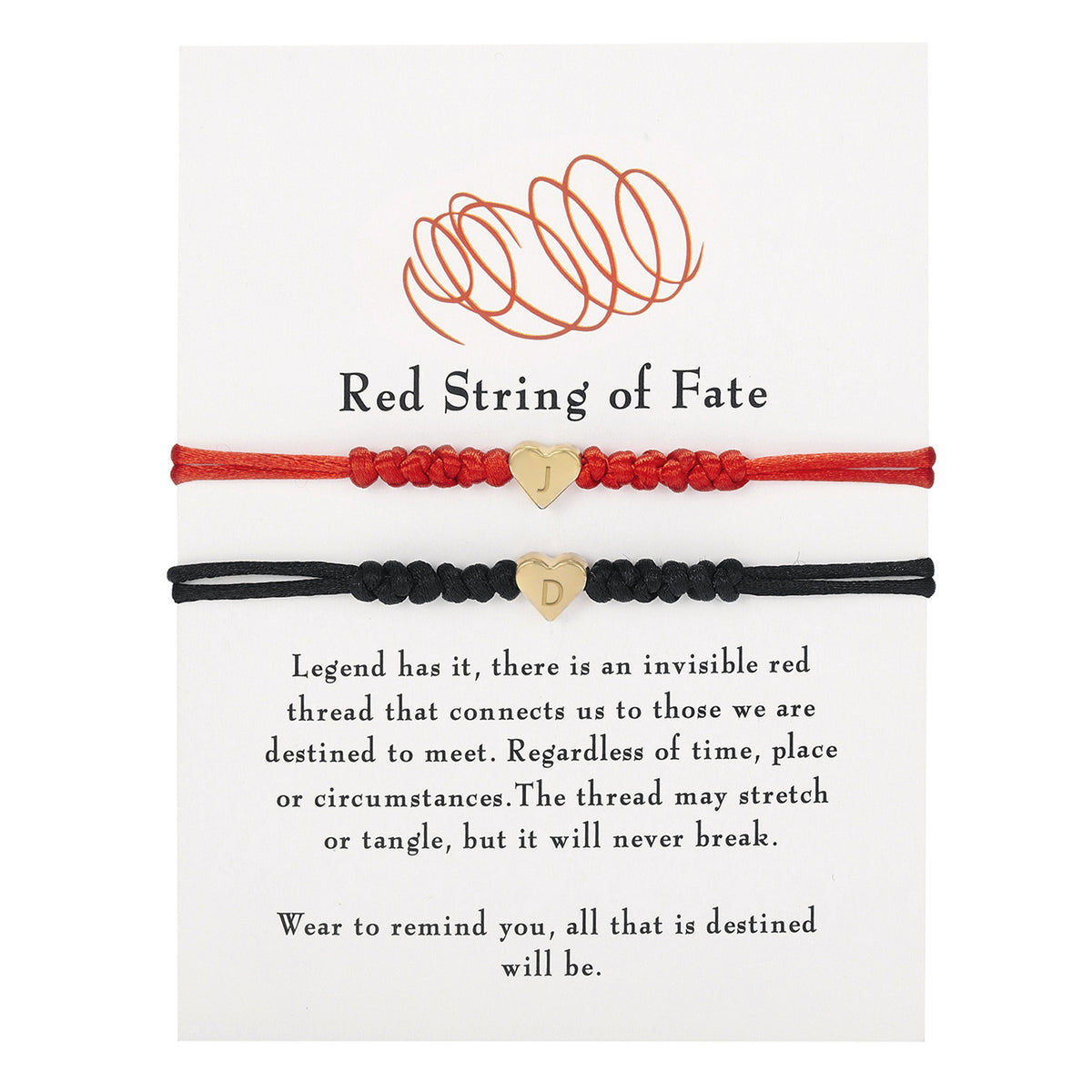 2 Pcs Custom Letter Red String Bracelet