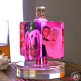 Custom Crystal Lamp Vibrant Color Film - Rotating Photo Night Light Thick Glass Base Metal Shaft Battery Powered