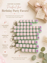 Personalized name fidget clicker. 3D printed CLICKER keychain party favor clicky sensory ASMR gift