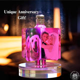 Custom Crystal Lamp Vibrant Color Film - Rotating Photo Night Light Thick Glass Base Metal Shaft Battery Powered