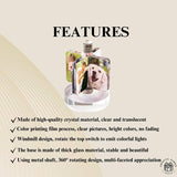 Custom Crystal Lamp Vibrant Color Film - Rotating Photo Night Light Thick Glass Base Metal Shaft Battery Powered
