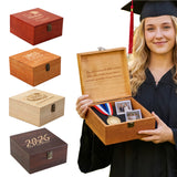 Personalized Graduation Wooden Keepsake Box Custom Engraved Memory Box with Name Storage Boxes for High School College Graduates Cap and Gown Photos Letters Graduation Gifts-for Him Her