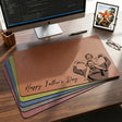 Alfombrilla de escritorio personalizada con foto, alfombrilla de ratón grande, retrato artístico de línea de boceto personalizado, alfombrilla de cuero PU impermeable antideslizante