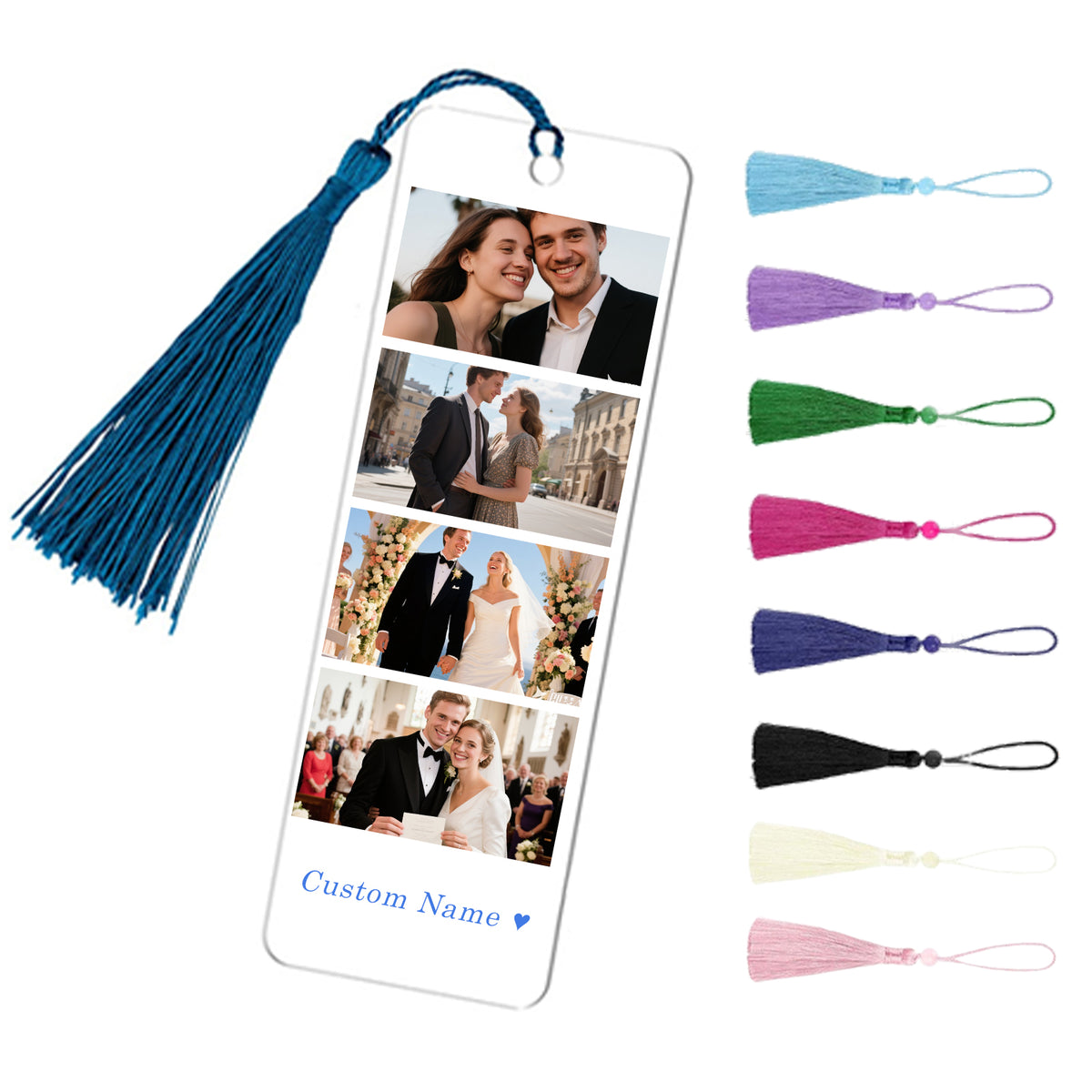 Personalized Bookmark with Photo and Text Custom Photo Acrylic Bookmark with Tassel Book Marks for Reading Gift for Women Men Readers Kids Book Lover Teacher Classmate Christmas Father's Day-xmj