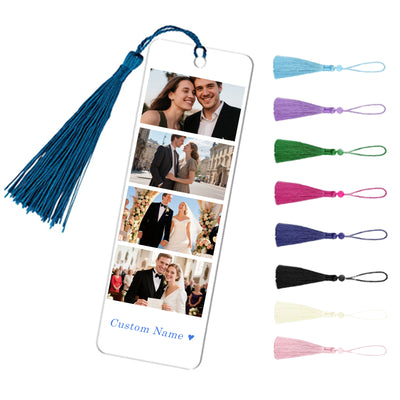 Personalized Bookmark with Photo and Text Custom Photo Acrylic Bookmark with Tassel Book Marks for Reading Gift for Women Men Readers Kids Book Lover Teacher Classmate Christmas Father's Day-xmj