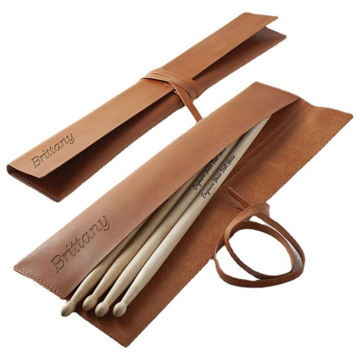 11Personalized Wooden Drumsticks with Leather Case Customized Wood Tip Drum Sticks Laser Engraved Gift for Musicians and Drummers Boyfriend Husband Ideal for Weddings Valentine's Day Groomsmen