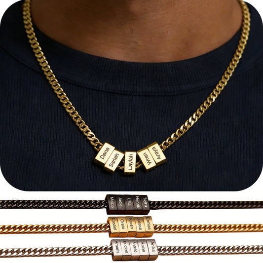 Personalized Men Necklace with Family Name Custom 1-10 Names