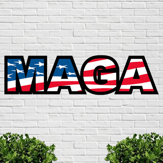 MAGA Design, Trump Signs for Yard, Metal Sign with USA Flag and Stars