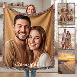 Manta personalizada con texto de imagen, manta personalizada para mamá, papá, pareja, novia, novio, marido y mujer, decoración del hogar, tapiz tejido, manta conmemorativa para mascotas, regalo para aniversario de boda