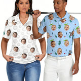 Personalized Golf Polo Shirt Custom Face on Shirt Funny Print Quick Dry Polo Shirt Unisex Golf Outfits Gifts for Golf Enthusiasts Golfer Dad Grandpa Husband Boyfriend Family Friends