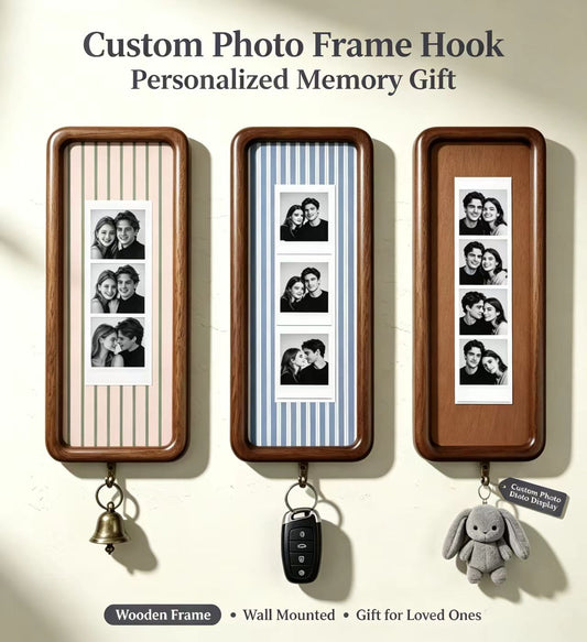 Narrow Fabric Mat Photobooth Strip Frame Solid Wood 2 Styles & 9 Colors Available Anniversary Gift