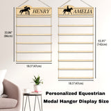 Personalized Equestrian Medal Hanger Display with Name Wooden Medal Holder for Wall Mount Ribbon Display Medals Badge Holder for Horse Show Gymnastics Soccer Running Race Medals Awards Rack