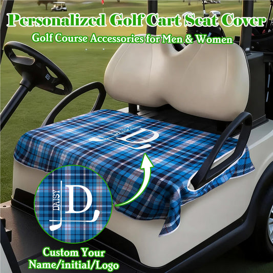 Personalized Golf Cart Seat Cover Custom Name Initial or Logo Golf Course Accessories 51" × 31.5" Universal Fit for 2-Seat Carts Gifts for Golf Enthusiast Dad Husband