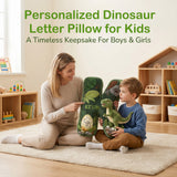 Personalized Dinosaur Letter Pillow for Kids A-Z Initial Plush Throw Cushion Custom Name Flat Printed 3D Look Sofa Decorative Pillow Birthday Xmas Gifts for Kids Boys Girls Dinosaur Lovers