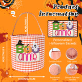 Personalized Halloween Trick or Treat Bags Kids Embroidery Name Candy Bucket Snack Grocery Bags with Handles Reusable Goody Bucket for Kids Halloween Party Favor