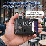 Personalized Bat Wallet with Name  Slim PU Leather ID Wallet Gifts for Men Husband  Boyfriend Dad  Face Eyes Cutout Card Holder with Multiple Card Slots Father's Day Birthday Anniversary