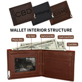 Personalized Mens Wallet Customized Monogram Wallet for Men Custom PU Leather Wallet Gifts for Dad Husband Boyfriend Son Gifts for Husband Father's Day Gifts Personalized Gifts for Men