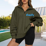 Personalized Quarter Zip Sweatshirt Custom Embroidered Unisex Sweatshirt Design Your Own Sweatshirt Custom Text on Chest Monogram Gifts for Mom Her Bridesmaid Girlfriend Family Christmas Gift