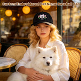 Personalized Embroidered Hats with Pet Portrait & Birth Flower, 100% Cotton Custom Name Baseball Cap for Men Women with Adjustable Buckle, Christmas, Birthday Gift for Pet Owners Lovers Multi