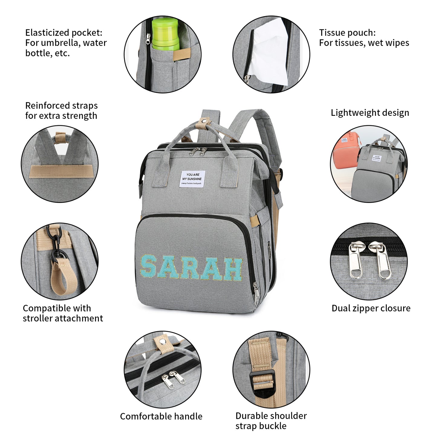 Personalized Diaper Bag Backpack