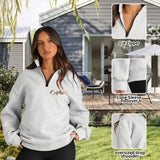 Personalized Quarter Zip Sweatshirt Custom Embroidered Unisex Sweatshirt Design Your Own Sweatshirt Custom Text on Chest Monogram Gifts for Mom Her Bridesmaid Girlfriend Family Christmas Gift