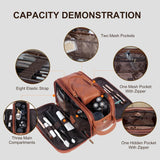 Personalized Leather Toiletry Bag for Men Large Capacity Toiletry Travel Bag PU Leather Waterproof Shaving Bag Travel Essentials Customized Gifts for Husband Groomsmen Father's Day