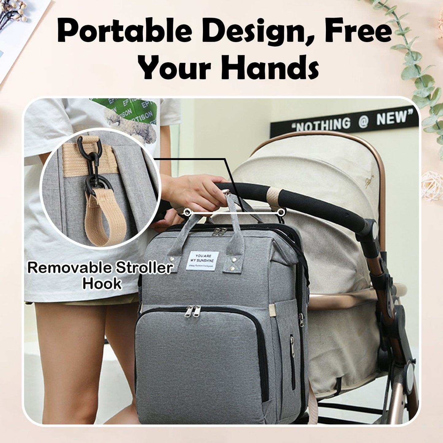 Personalized 3 in 1 Diaper Bag Backpack with Changing Station Multifunctional Large Baby Diaper Bags for Boys & Girls Portable Custom Lightweight Changing Bag Newborn Baby Essential Gifts