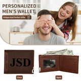 Personalized Mens Wallet Customized Monogram Wallet for Men Custom PU Leather Wallet Gifts for Dad Husband Boyfriend Son Gifts for Husband Father's Day Gifts Personalized Gifts for Men