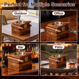 Personalized Cigar Ash Tray for Men Custom Name & Monogram Outdoors Square Ashtray 4 Slots Cigar Holder with Accessories Drawer Wedding & Birthday Gift for Dad Husband Grandpa Groomsmen