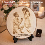 ELULAE Personalized Couple Photo Wood Decor Custom Engraved Portrait on Wood Slice with Display Stand Newlywed Gifts Idea Rustic Wall Art 5th Anniversary Wedding Engagement Gift for Couple