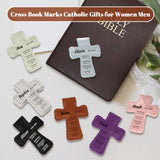 Personalized Magnetic Christian Bookmarks Custom PU Leather Bookmark with Name & Bible Verses Catholic Cross Book Marks Religious Gifts for Women Students Teachers Father Book Lovers-xmj