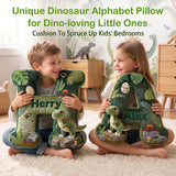 Personalized Dinosaur Letter Pillow for Kids A-Z Initial Plush Throw Cushion Custom Name Flat Printed 3D Look Sofa Decorative Pillow Birthday Xmas Gifts for Kids Boys Girls Dinosaur Lovers