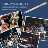 11Personalized Wooden Drumsticks with Leather Case Customized Wood Tip Drum Sticks Laser Engraved Gift for Musicians and Drummers Boyfriend Husband Ideal for Weddings Valentine's Day Groomsmen