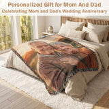 Personalized Blanket with Picture Text Custom Blanket for Mom Dad Couple Girlfriend Boyfriend Husband & Wife Home Decor Woven Tapestry Pet Memorial Blanket Gift for Wedding Anniversary-xmj