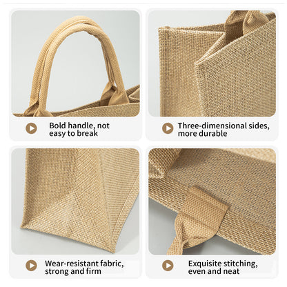 Personalized Birth Flower Beach Jute Tote Bag Trip Bag with Name