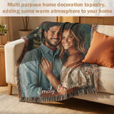 Personalized Blanket with Picture Text Custom Blanket for Mom Dad Couple Girlfriend Boyfriend Husband & Wife Home Decor Woven Tapestry Pet Memorial Blanket Gift for Wedding Anniversary-xmj