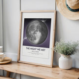 Custom Moon Phase Gift for Specific Date | Romantic Gifts for Her | Gifts for Husband | Personalized Night Sky | Paper Anniversary | (e.g. Wedding Valentine's Day Birthday etc) | Grey with Thin Border & Front Glow