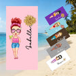 Personalized Beach Towels with Name and Birth Flower  Cartoon Women Oversized Beach Towel  Travel Beach Towel for Women for Swimming Pool Camping Beach  Gifts for Sisters Friends Besties Adult Gift