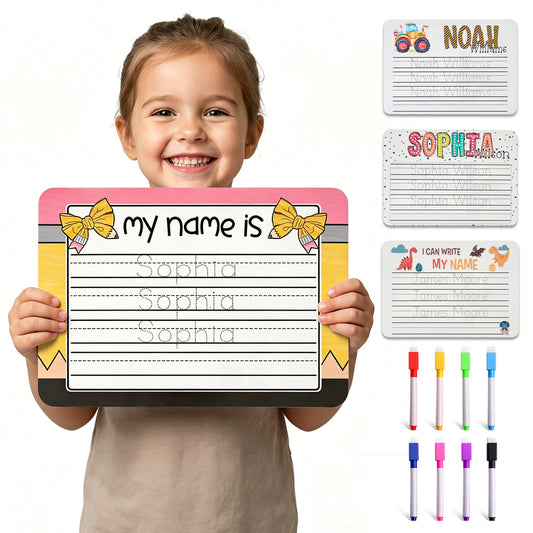 Personalized Name Practicing Board for Kids Cusotm Name Tracing Whiteboard with Dry-Erase Pen Back-to-School Gift for 3 4 5 Years Old Preschoolers Toddler Name Learning Handwriting