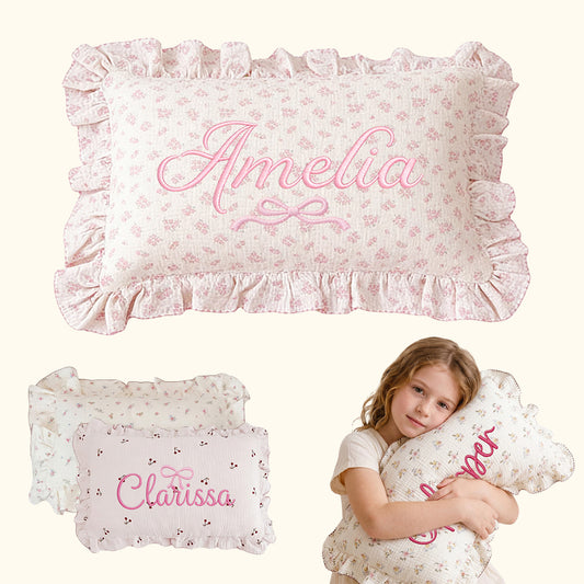 Personalized Muslin Toddler Pillowcase 100% Cotton Baby Pillows Cover with Embroidered Name Crib Nursery Pillowcase for Boys Girls Envelope Closure Newborn Gifts for Baby Showers Birthday