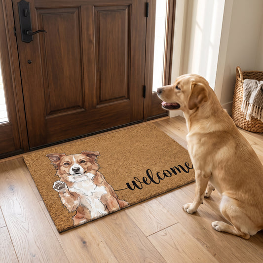 Welcome Pet Portrait Watercolor Art Welcome Mat - Personalized Doormat